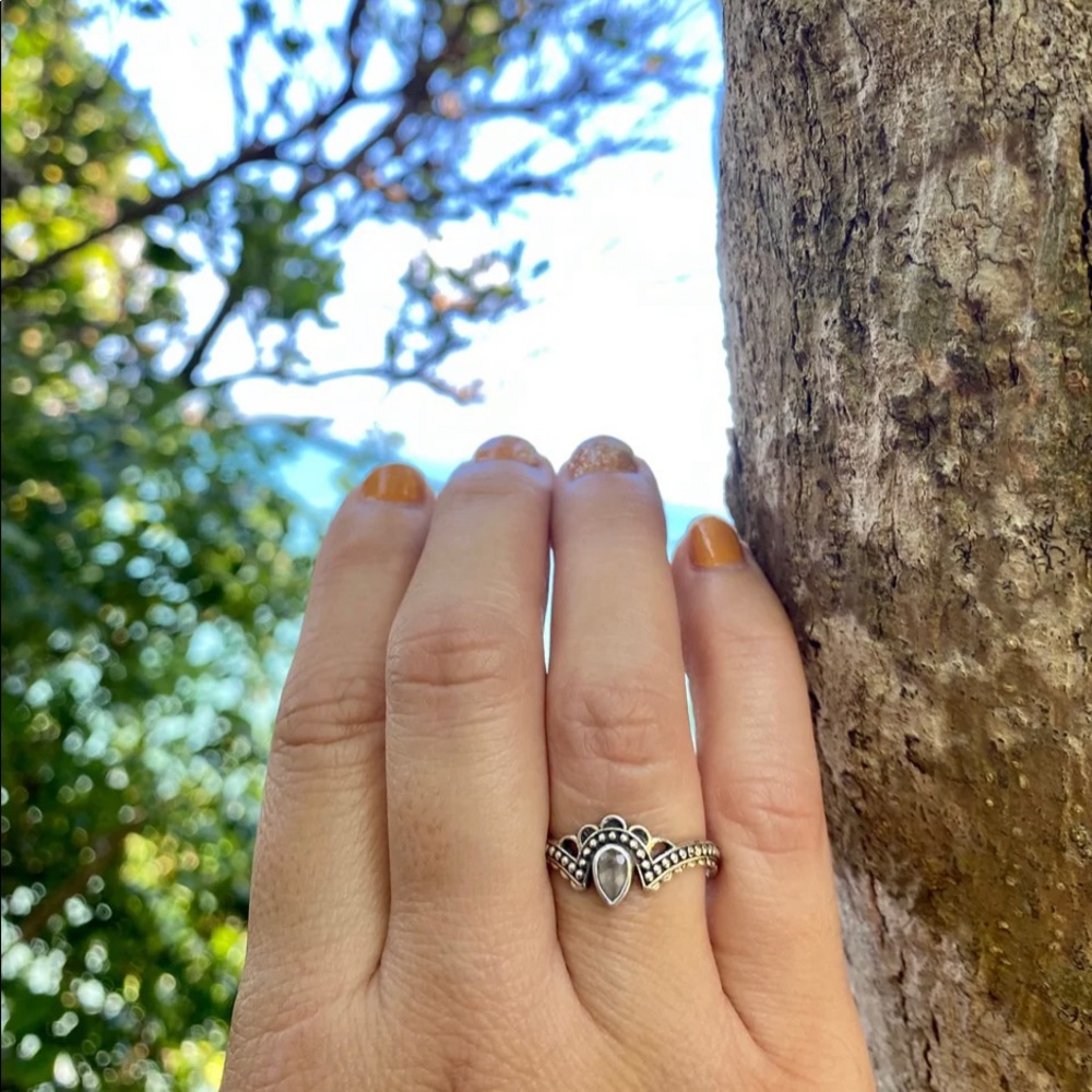 Rose quartz, sterling silver ring 925